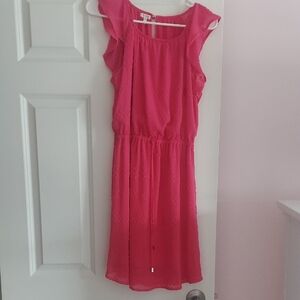 Maurices Pink Midi Dress with Ruffled Sleeves